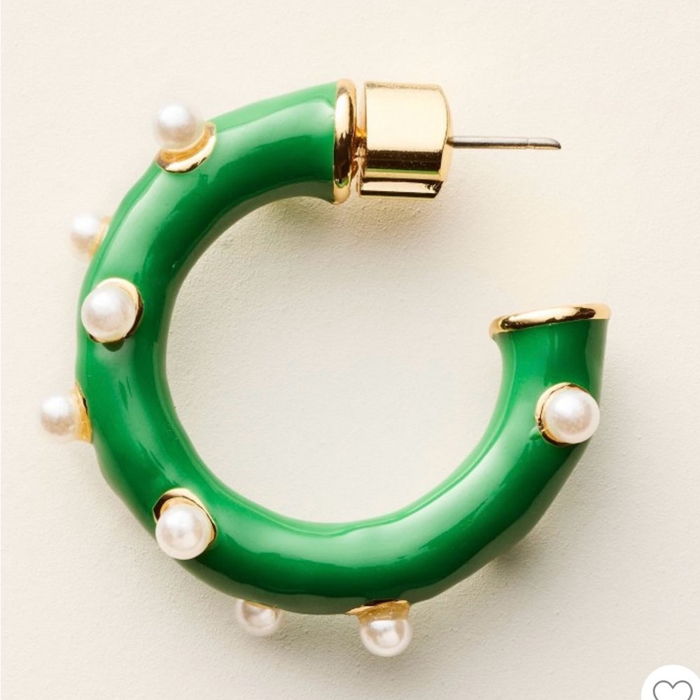 Kate Spade New York x Target Pearl Polka Dot Hoop Earrings Green - Picture 3 of 3